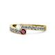1 - Orane White Sapphire and Ruby with Side Diamonds Bypass Ring 