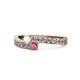 1 - Orane White Sapphire and Rhodolite Garnet with Side Diamonds Bypass Ring 