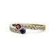 1 - Orane Ruby and Blue Sapphire with Side Diamonds Bypass Ring 