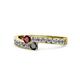 1 - Orane Ruby and Black Diamond with Side Diamonds Bypass Ring 