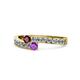 1 - Orane Ruby and Amethyst with Side Diamonds Bypass Ring 