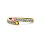1 - Orane Pink Tourmaline and Citrine with Side Diamonds Bypass Ring 
