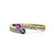 1 - Orane Amethyst and Black Diamond with Side Diamonds Bypass Ring 