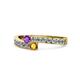 1 - Orane Amethyst and Citrine with Side Diamonds Bypass Ring 