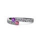 1 - Orane Amethyst and Rhodolite Garnet with Side Diamonds Bypass Ring 
