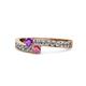 1 - Orane Amethyst and Rhodolite Garnet with Side Diamonds Bypass Ring 