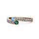1 - Orane Blue Topaz and Emerald with Side Diamonds Bypass Ring 