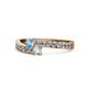 1 - Orane Blue Topaz and Diamond with Side Diamonds Bypass Ring 