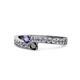 1 - Orane Iolite and Black Diamond with Side Diamonds Bypass Ring 