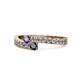 1 - Orane Iolite and Black Diamond with Side Diamonds Bypass Ring 