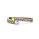 1 - Orane Peridot and Tanzanite with Side Diamonds Bypass Ring 