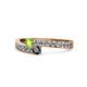 1 - Orane Peridot and Black Diamond with Side Diamonds Bypass Ring 