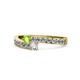 1 - Orane Peridot and Diamond with Side Diamonds Bypass Ring 