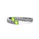 1 - Orane Peridot with Side Diamonds Bypass Ring 