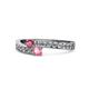 1 - Orane Rhodolite Garnet and Pink Tourmaline with Side Diamonds Bypass Ring 