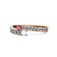 1 - Orane Rhodolite Garnet and White Sapphire with Side Diamonds Bypass Ring 