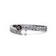 1 - Orane Red Garnet and White Sapphire with Side Diamonds Bypass Ring 