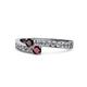 1 - Orane Red Garnet and Ruby with Side Diamonds Bypass Ring 