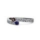 1 - Orane Red Garnet and Blue Sapphire with Side Diamonds Bypass Ring 