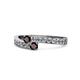 1 - Orane Red Garnet with Side Diamonds Bypass Ring 