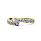 1 - Orane Diamond and Iolite with Side Diamonds Bypass Ring 