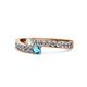 1 - Orane Diamond and London Blue Topaz with Side Diamonds Bypass Ring 