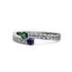 1 - Orane Emerald and Blue Sapphire with Side Diamonds Bypass Ring 