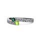 1 - Orane Emerald and Peridot with Side Diamonds Bypass Ring 