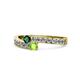 1 - Orane Emerald and Peridot with Side Diamonds Bypass Ring 