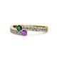 1 - Orane Emerald and Amethyst with Side Diamonds Bypass Ring 