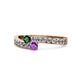 1 - Orane Emerald and Amethyst with Side Diamonds Bypass Ring 