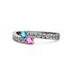 1 - Orane London Blue Topaz and Pink Sapphire with Side Diamonds Bypass Ring 