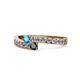 1 - Orane London Blue Topaz and Black Diamond with Side Diamonds Bypass Ring 