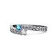 1 - Orane London Blue Topaz and Diamond with Side Diamonds Bypass Ring 