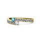 1 - Orane London Blue Topaz and Diamond with Side Diamonds Bypass Ring 