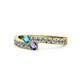 1 - Orane London Blue Topaz and Iolite with Side Diamonds Bypass Ring 
