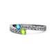 1 - Orane London Blue Topaz and Peridot with Side Diamonds Bypass Ring 