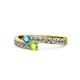 1 - Orane London Blue Topaz and Peridot with Side Diamonds Bypass Ring 