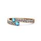 1 - Orane London Blue Topaz with Side Diamonds Bypass Ring 