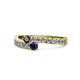 1 - Orane Black Diamond and Blue Sapphire with Side Diamonds Bypass Ring 