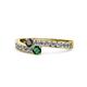 1 - Orane Black Diamond and Emerald with Side Diamonds Bypass Ring 