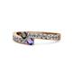 1 - Orane Black Diamond and Iolite with Side Diamonds Bypass Ring 
