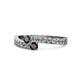 1 - Orane Black Diamond and Red Garnet with Side Diamonds Bypass Ring 