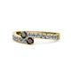 1 - Orane Black Diamond and Red Garnet with Side Diamonds Bypass Ring 