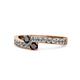 1 - Orane Black Diamond and Red Garnet with Side Diamonds Bypass Ring 