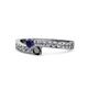 1 - Orane Blue Sapphire and Black Diamond with Side Diamonds Bypass Ring 