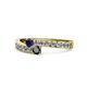 1 - Orane Blue Sapphire and Black Diamond with Side Diamonds Bypass Ring 