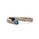 1 - Orane Blue Sapphire and Blue Diamond with Side Diamonds Bypass Ring 