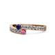 1 - Orane Blue Sapphire and Rhodolite Garnet with Side Diamonds Bypass Ring 