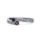 1 - Orane Blue Sapphire and Red Garnet with Side Diamonds Bypass Ring 